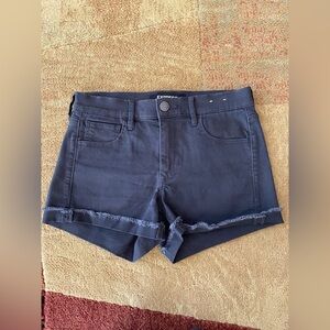 Express Mid-Rise Shorty Stone Gray Cutoff Style Shorts, Stretch + Supersoft